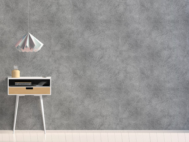 带有咖啡桌的现代室内装饰。墙模型。3 d演示。素材图片