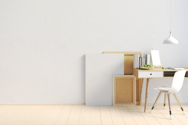 现代对比的室内风格阁楼，一个学习的地方。3 d演示。墙模型图片下载