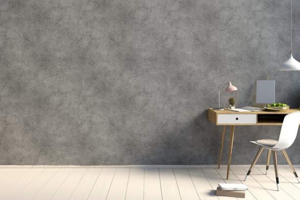 现代对比的室内风格阁楼，一个学习的地方。3 d演示。墙模型图片下载