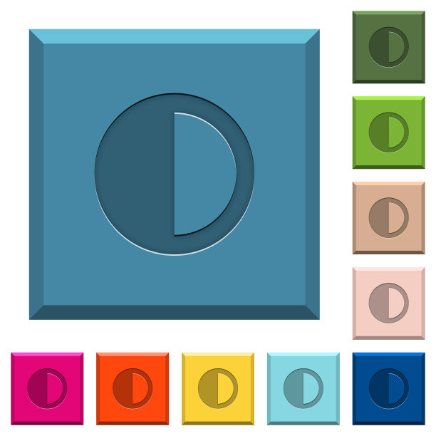边缘方形按钮上的对比度控件雕刻图标图片下载