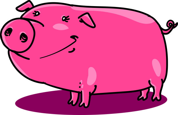 粉色小猪搞笑卡通矢量插图图片下载