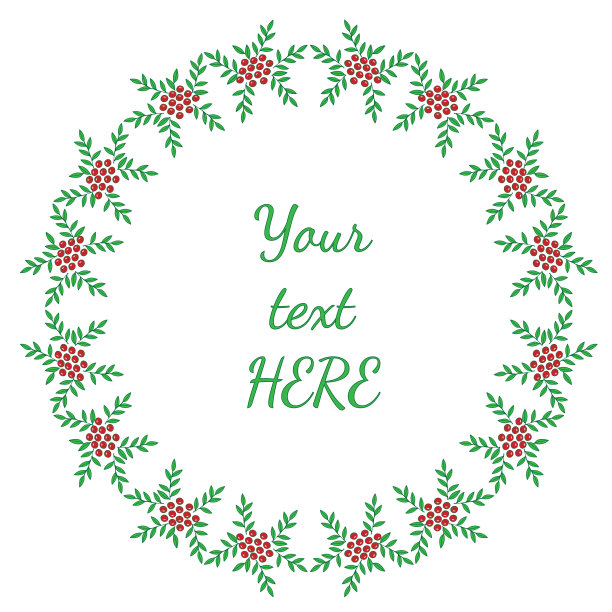 孤立的绿叶框架与红色月桂浆果在白色的背景图片下载
