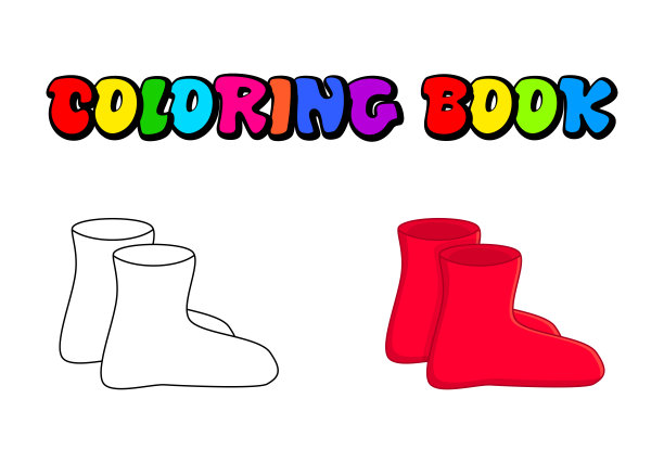 橡胶靴的轮廓，卡通简单的橡胶靴孤立在白色的背景图片下载