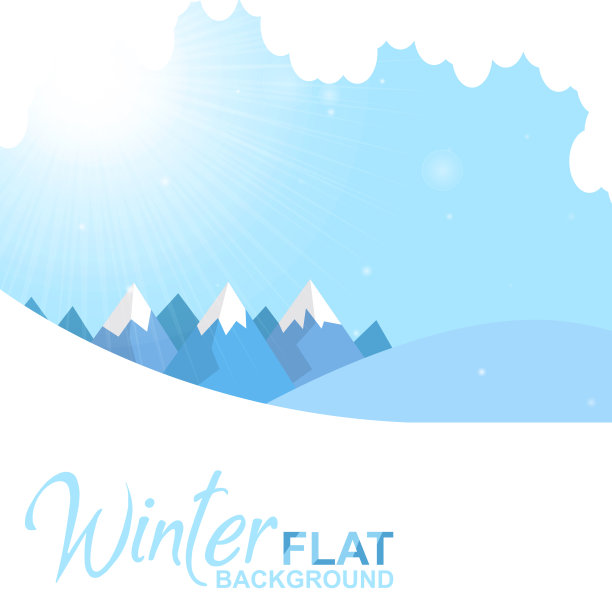 冬季平坦的蓝色背景矢量图像图片下载