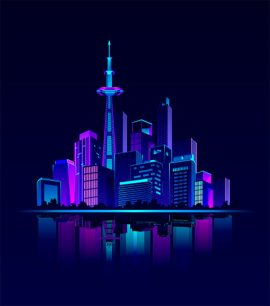 夜晚霓虹的城市素材图片