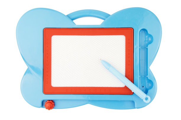 磁性画板，玩具块隔离在白色背景上。图片下载