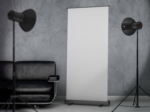 空白的滚动横幅显示。模板模型。3 d图片下载