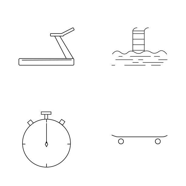 适合简单的线性矢量轮廓图标设置图片下载