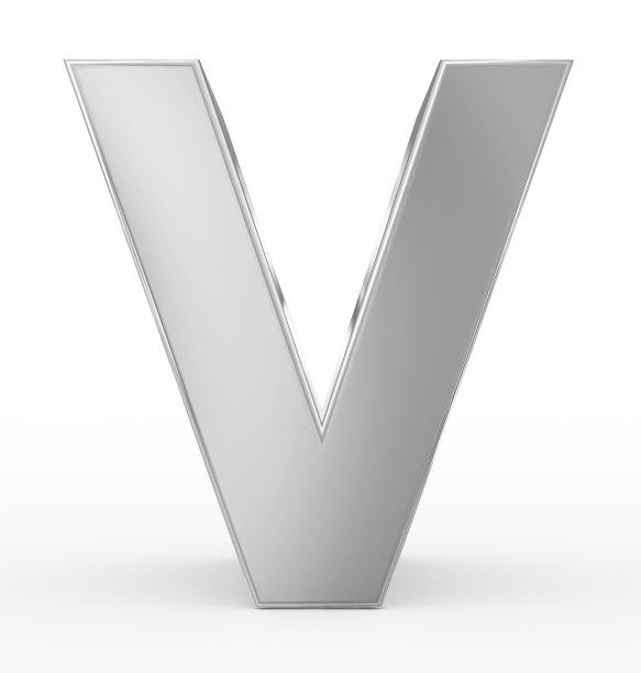 字母V 3d银孤立在白色图片下载