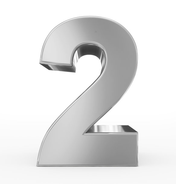 2号3d银孤立在白色上图片下载