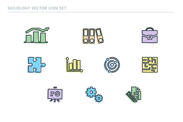 一组大纲矢量图标上的主题学校教育图片下载