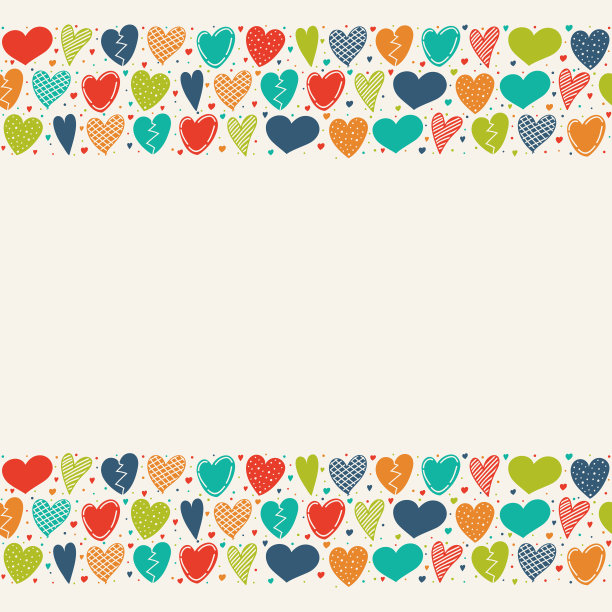 可爱手绘爱心背景。情人节、母亲节和妇女节矢量素材图片下载