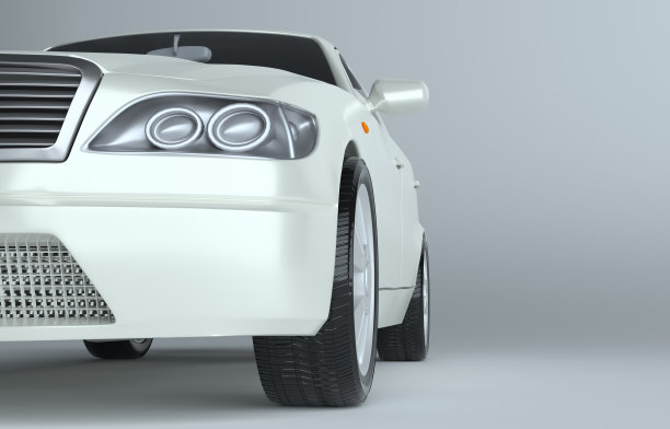 在灰色演播室背景上的汽车特写图片下载