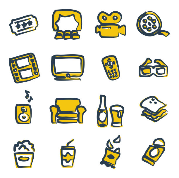 电影之夜图标手绘2颜色图片下载