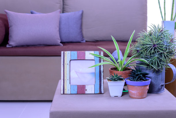 现代客厅室内设计以沙发、花瓶、相框为主图片下载