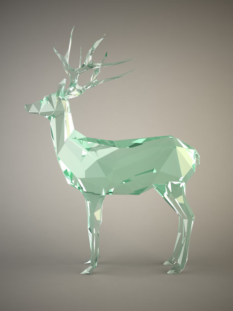 灰背景上的玻璃鹿概念图片下载