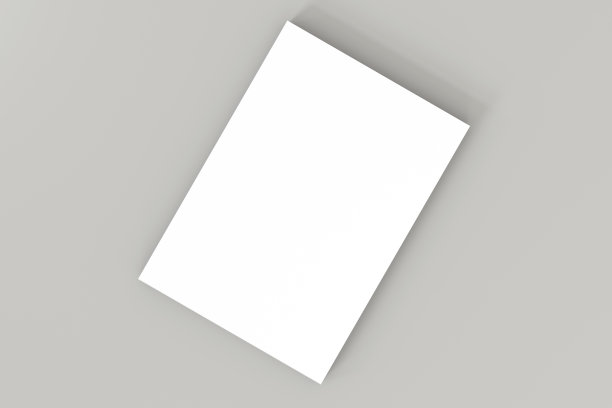 一堆白色空白A4纸，灰色背景。高分辨率3d渲染。个人品牌模型模板。软阴影。前视图。图片下载