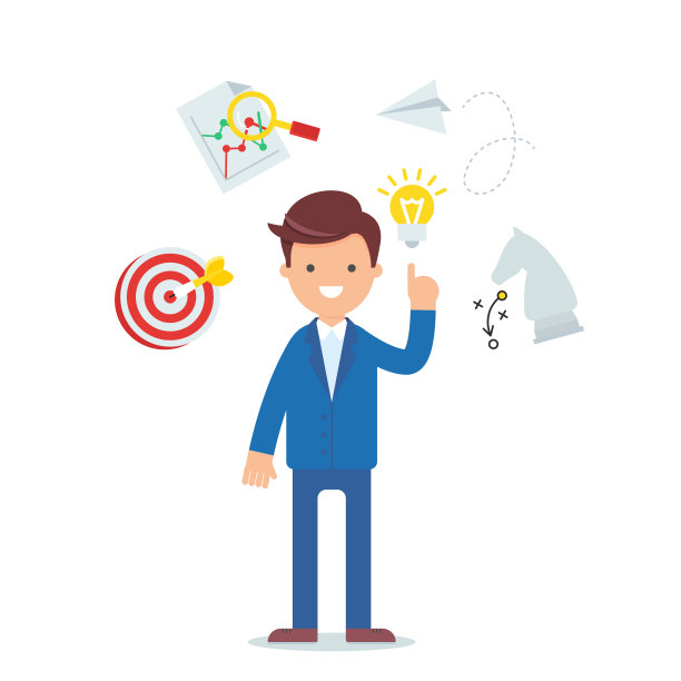 矢量插图的一个商人，业务战略，计划，分析图片下载
