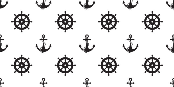 无缝图案锚绳舵矢量航海海洋海洋船孤立墙纸图片下载