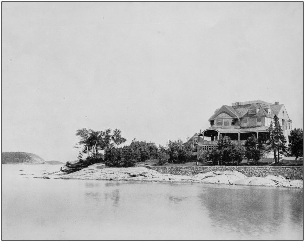 世界著名景点古董照片：缅因州巴 harbor 港沙漠山俱乐部图片下载