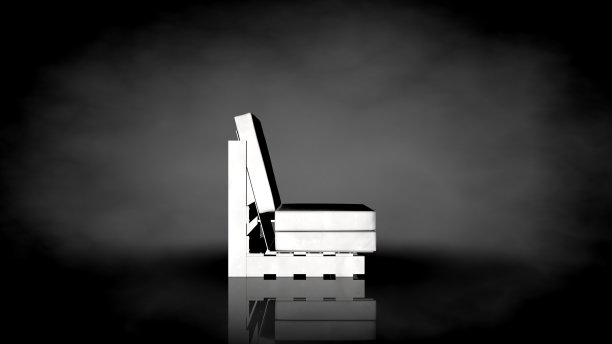黑色背景上的白色椅子的3d渲染图片下载