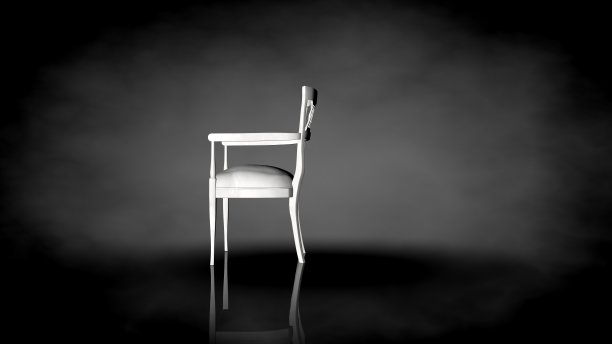 黑色背景上的白色椅子的3d渲染图片下载