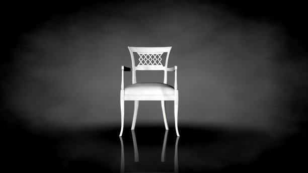黑色背景上的白色椅子的3d渲染图片下载