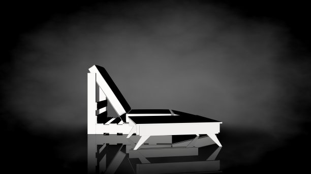 黑色背景上的白色椅子的3d渲染图片下载