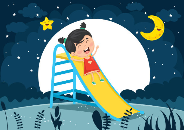 矢量插图的孩子滑动图片下载