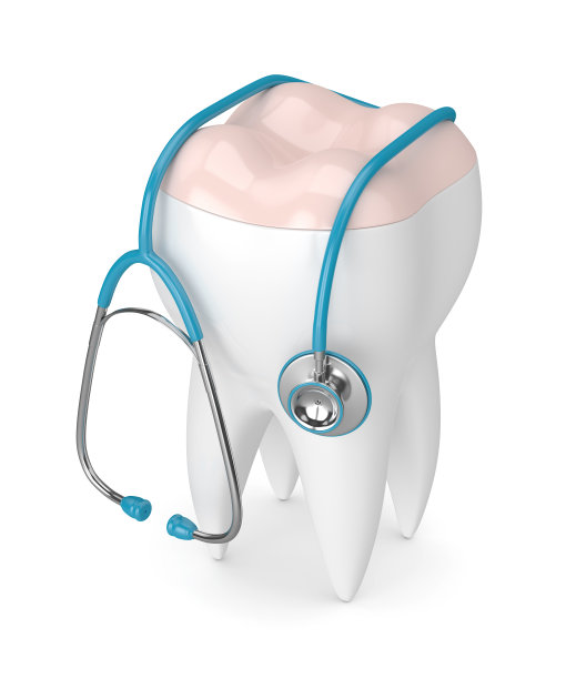 牙齿的3d渲染与牙科高嵌体和听诊器图片下载
