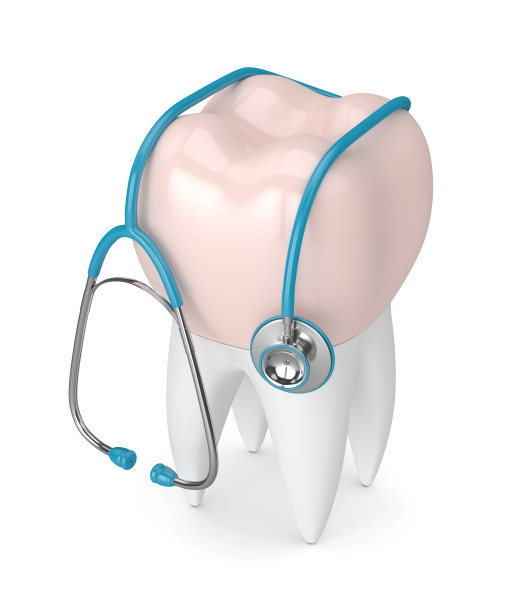 3d渲染的牙齿与牙冠和听诊器图片下载