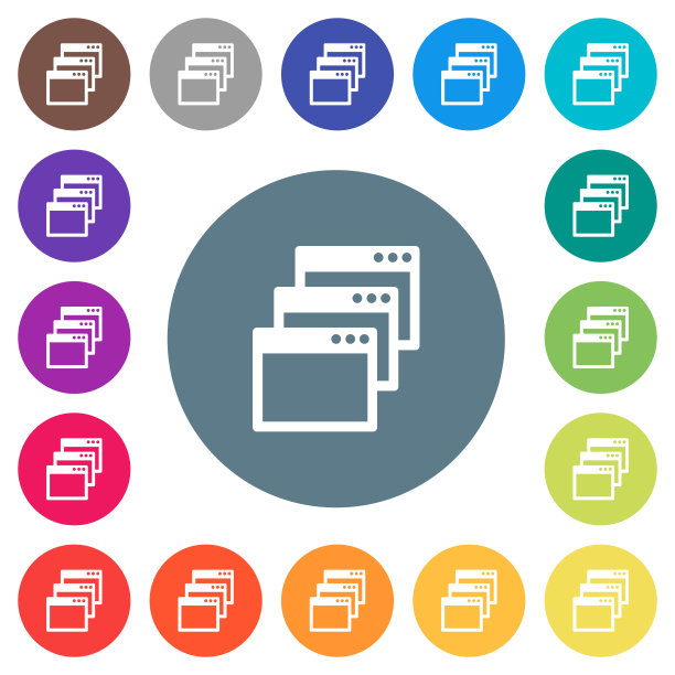 级联窗口视图模式下的圆形背景上的白色图标图片下载