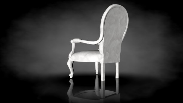 黑色背景上的白色椅子的3d渲染图片下载