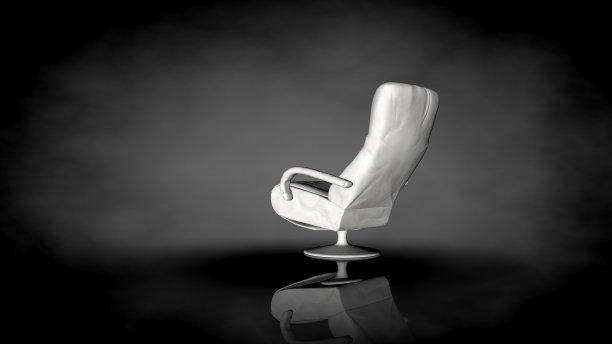 黑色背景上的白色椅子的3d渲染图片下载