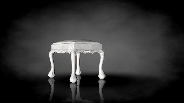 黑色背景上的白色椅子的3d渲染图片下载