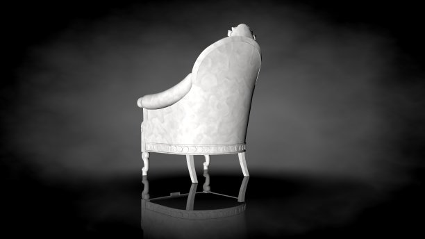 黑色背景上的白色椅子的3d渲染图片下载