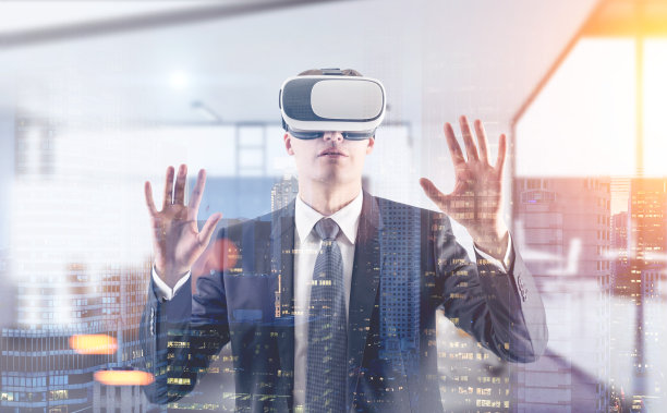 商人在VR眼镜，办公室图片下载