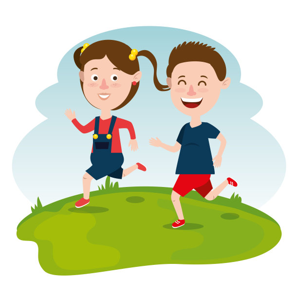 一对快乐的孩子角色素材图片