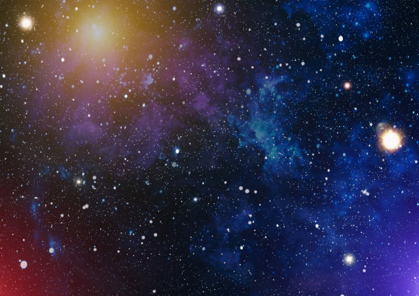 深邃太空全景：繁星点缀的夜空，外太空的星云素材图片