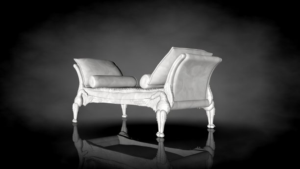 黑色背景上的白色椅子的3d渲染图片下载