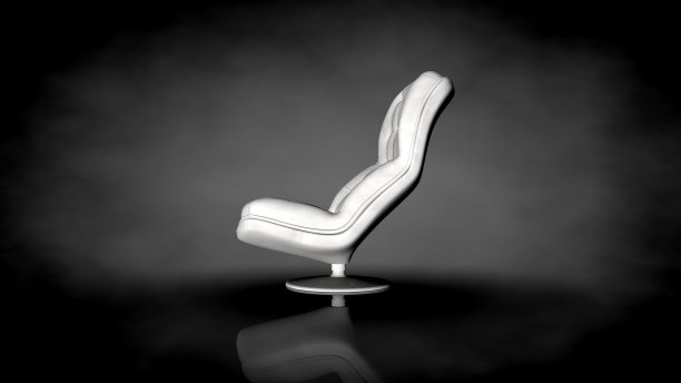 黑色背景上的白色椅子的3d渲染图片下载