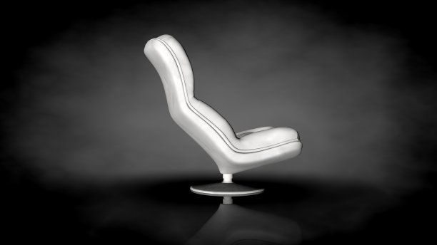黑色背景上的白色椅子的3d渲染图片下载