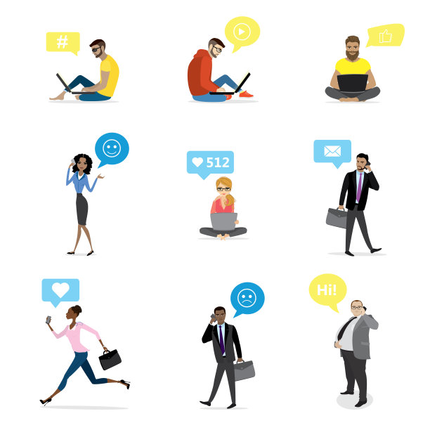 为时尚人士和商业人士设置智能设备和泡泡图片下载