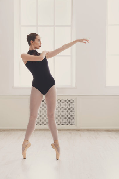 美丽的芭蕾舞演员站在芭蕾舞的姿势图片下载
