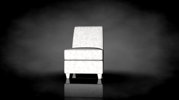 黑色背景上的白色椅子的3d渲染图片下载