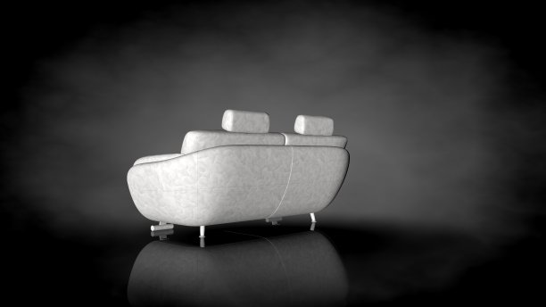 黑色背景上的白色椅子的3d渲染图片下载