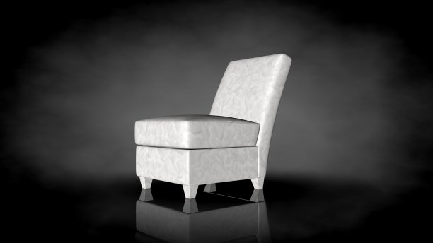黑色背景上的白色椅子的3d渲染图片下载