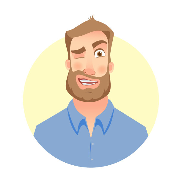 眨眼的男人。有胡子的男人的脸素材图片