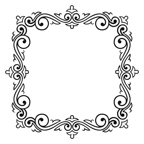 装饰用的黑色框架。花的经典元素在旧风格模板。向量股票图形图片下载