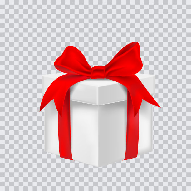 红丝带礼盒。矢量图图片下载